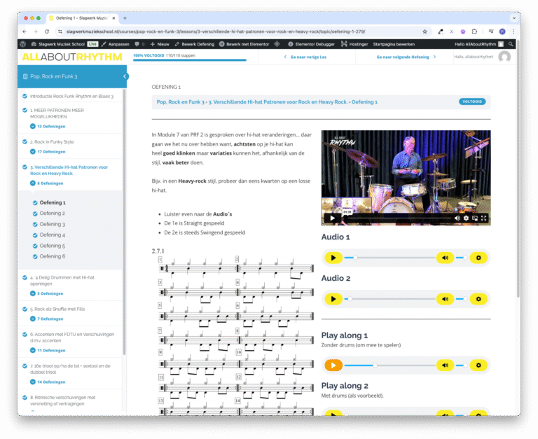 Slagwerk Muziekschool cuscus pagina
